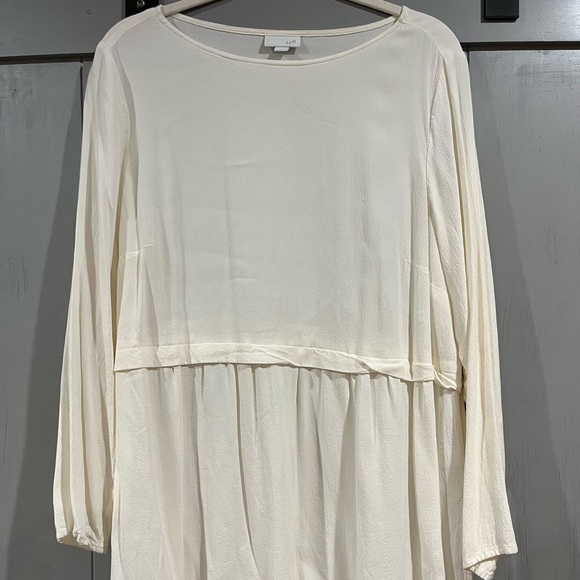 J Jill Cream Colored  Long Sleeve Tunic Top Blouse/Dress Slide Slits Sz L - Picture 1 of 8